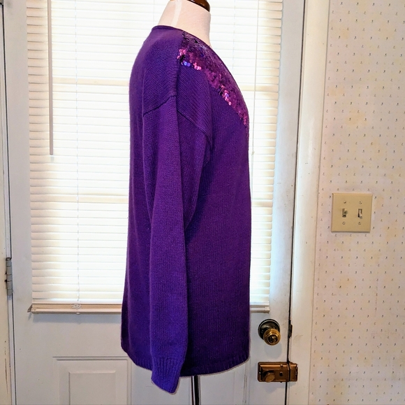 Vintage purple sequined silk angora sweater - Picture 3 of 5